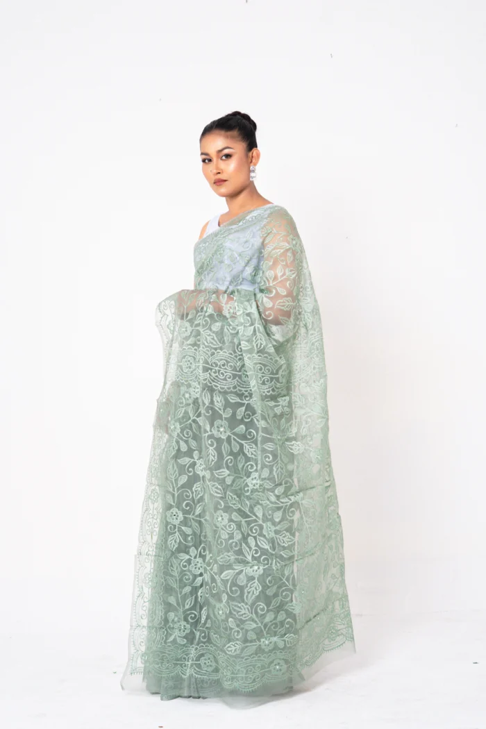 Silver Green  - Rajshahi Sopura Muslin - Image 2