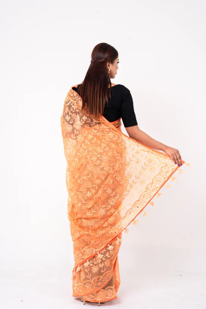 Orange - Rajshahi Sopura Muslin - Image 3